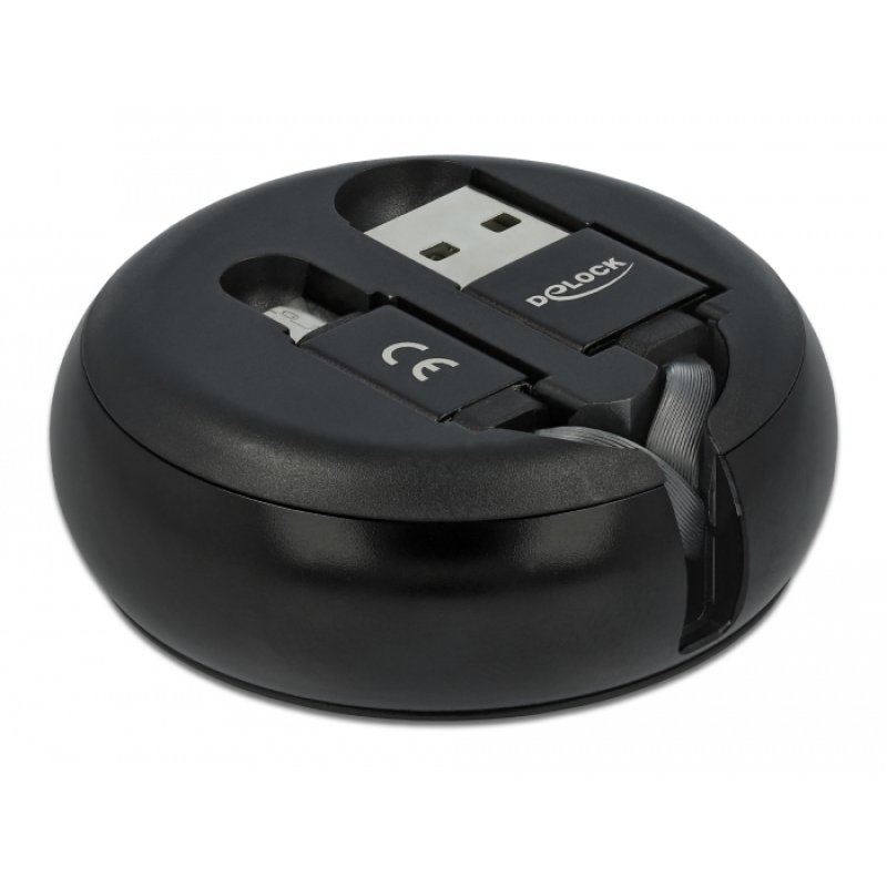 DeLOCK Câble rétractable USB Type-A à Micro-B black