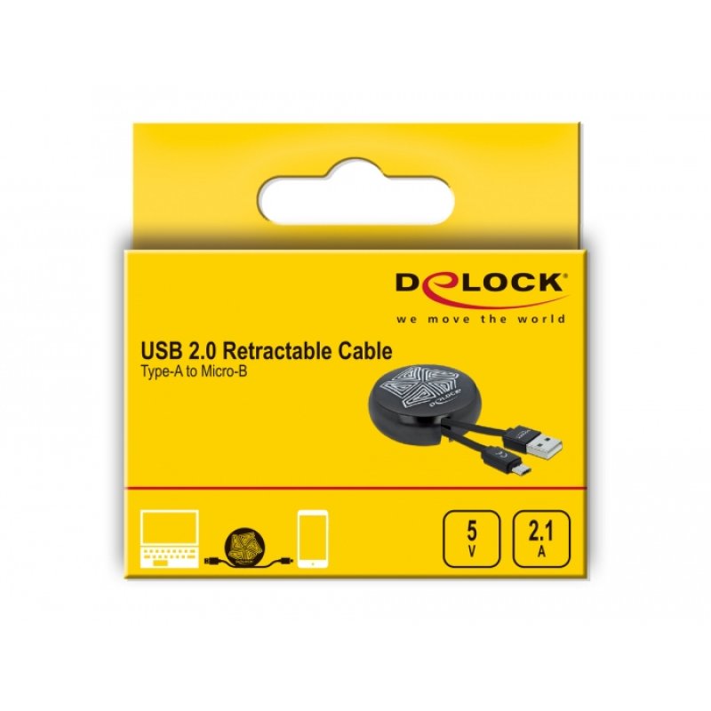 DeLOCK Câble rétractable USB 2.0 Type-A à Micro-B black