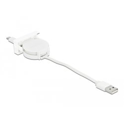 DeLOCK Câble rétractable USB 2.0 de module Easy 45 USB Type-A à 8 broches Lightning, femelle, blanc