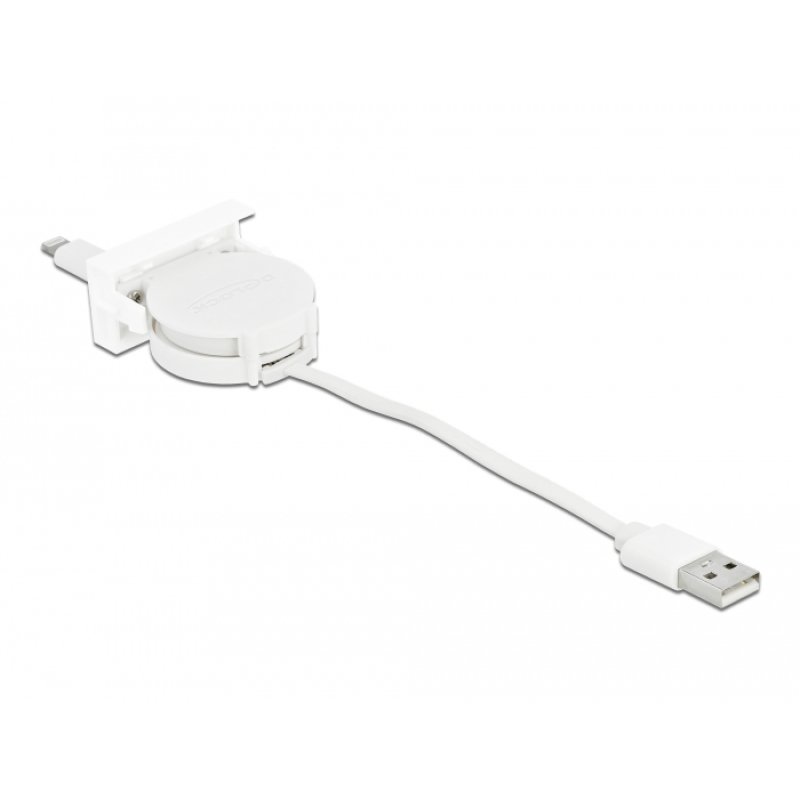 DELOCK Easy 45 Modul USB 2.0 Ausrollkabel USB Typ-A zu 8 Pin Lightning Stecker weiss