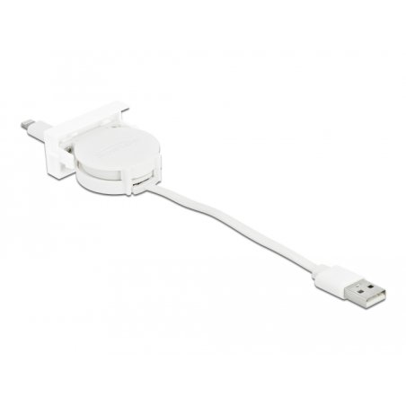 DELOCK Easy 45 Modul USB 2.0 Ausrollkabel USB Typ-A zu 8 Pin Lightning Stecker weiss