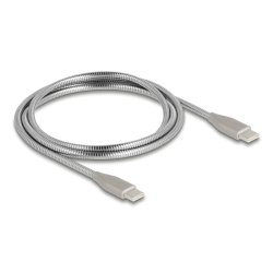DELOCK USB-C Kabel USB 2.0mit Metallmantel USB Type-C Stecker zu Stecker PD 3.0 60 W 1m silber