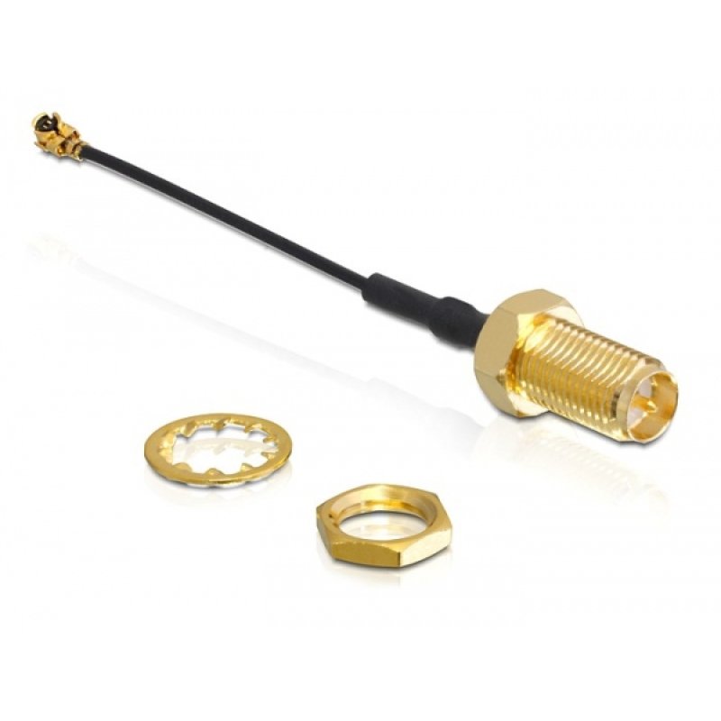 DELOCK WLANz Anschl. RP-SMA Jack z. Einb. 50mm
