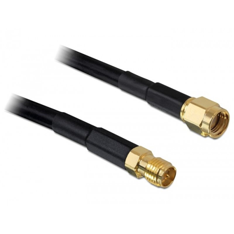 DeLOCK 10m RP-SMA câble coaxial CFD200 Noir