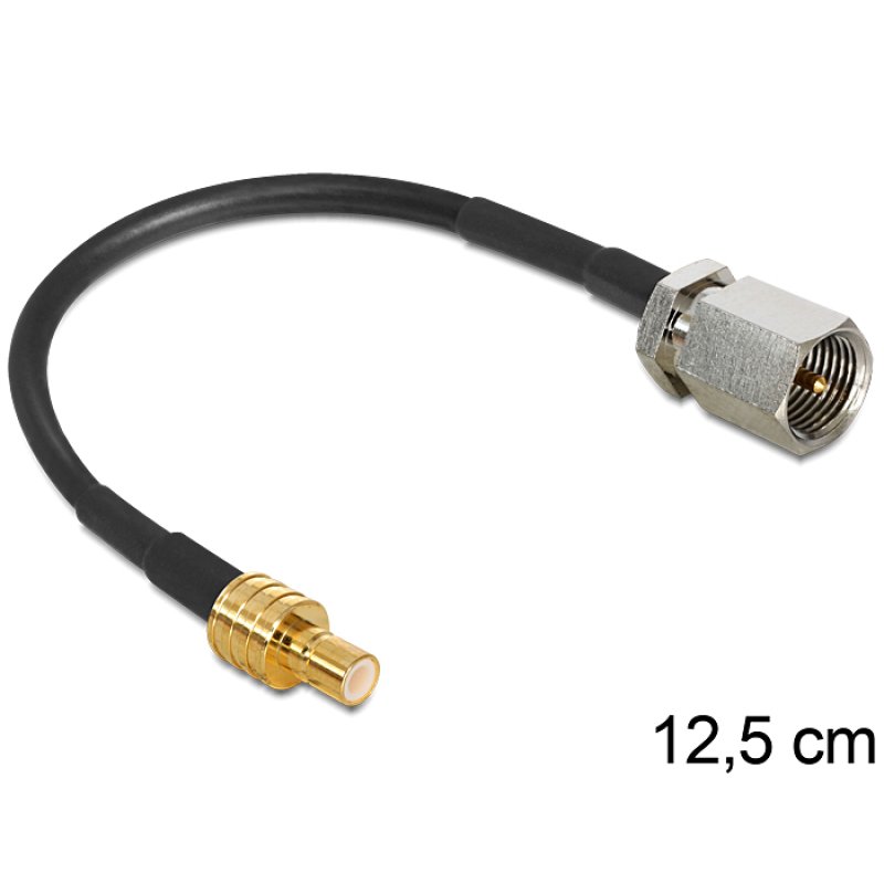 DeLOCK 88473 câble coaxial 0,125 m FME SMB Or, Noir