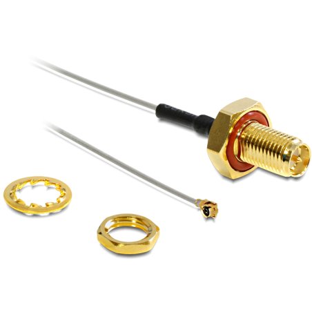 DELOCK Antennenanschluss I-PEX Stecker RP-SMA Buchse zum Einbau 100mm spritzwassergeschtzt