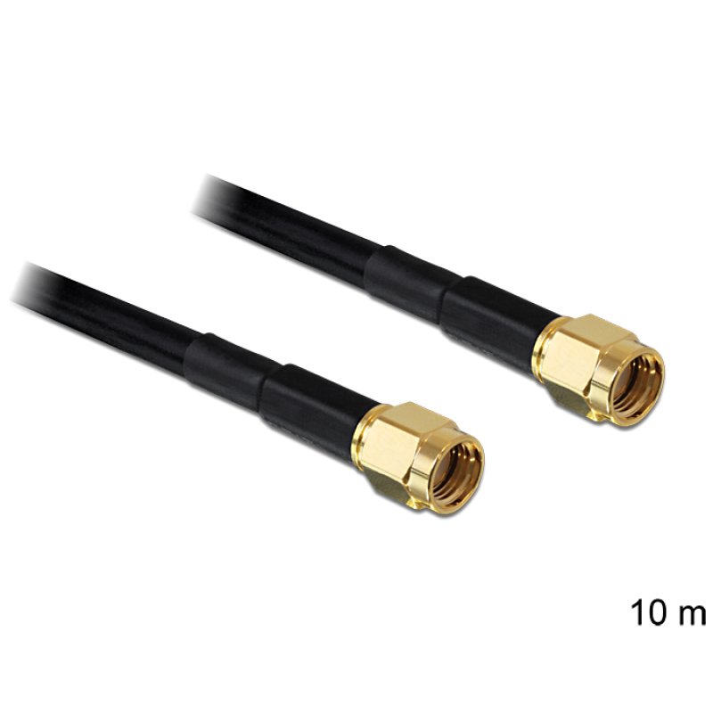 DeLOCK RP-SMA - RP-SMA, 10m câble coaxial Noir