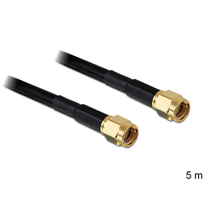 DeLOCK RP-SMA - RP-SMA, 5m câble coaxial Noir