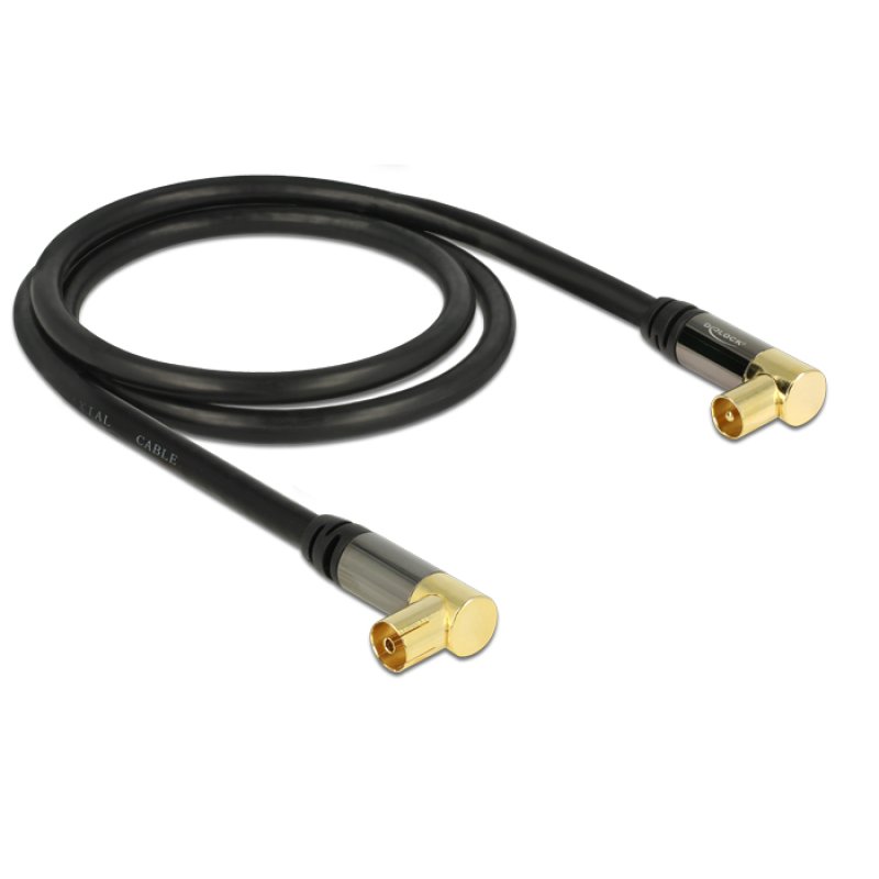 DELOCK Kabel IEC Stecker 90G IEC Buchse 90G RG-6/U 1m