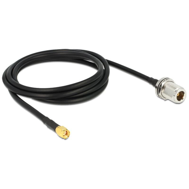 DELOCK Antennenkabel RP-SMA Stecker N Buchse zum Einbau 1.5m