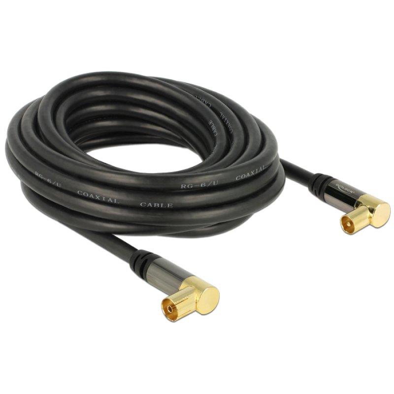 DeLOCK 88917 câble coaxial RG-6/U 5 m IEC Noir