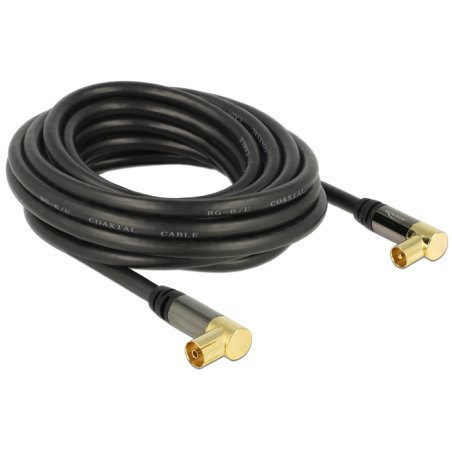 DELOCK Kabel IEC Stecker 90G IEC Buchse 90G RG-6/U 5m