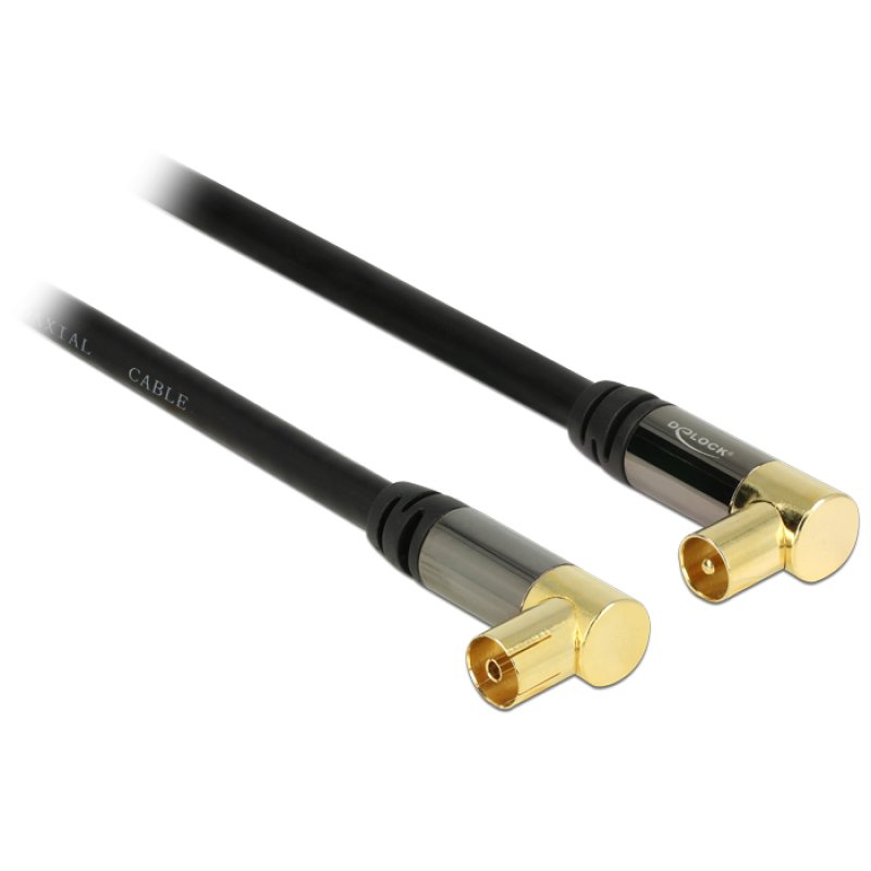 DELOCK Kabel IEC Stecker 90G IEC Buchse 90G RG-6/U 5m