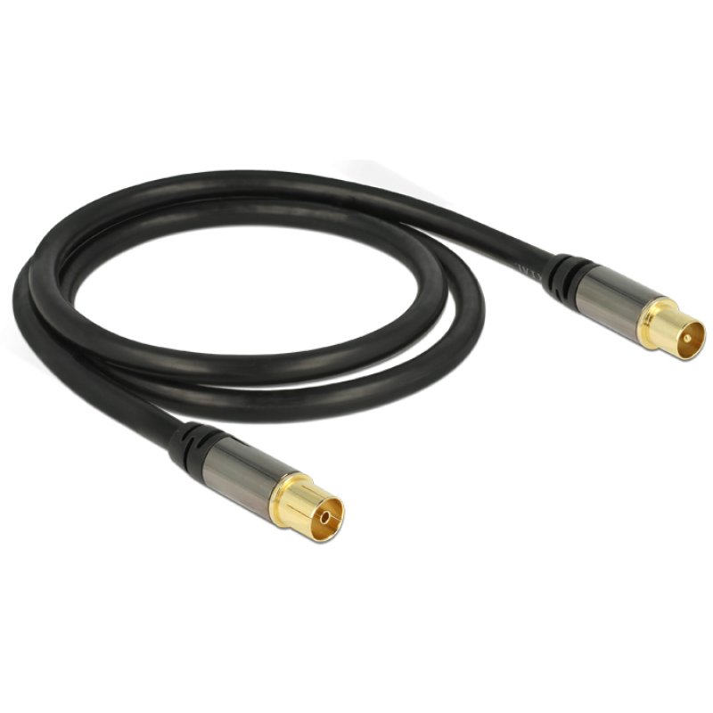 DELOCK Kabel IEC Stecker IEC Buchse RG-6/U 1m