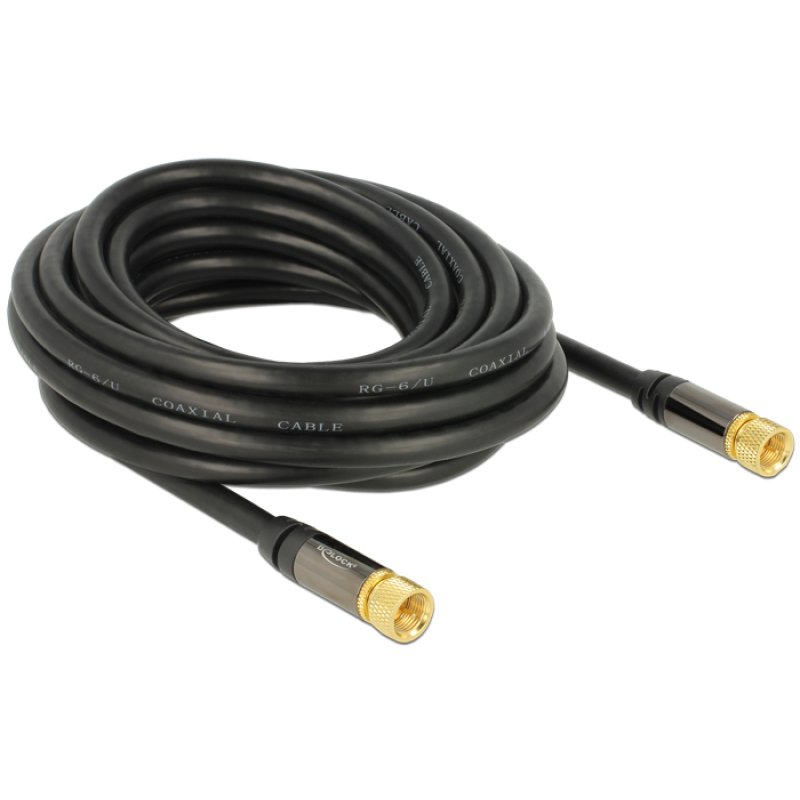 DeLOCK 88921 câble coaxial RG-6/U 5 m F Noir