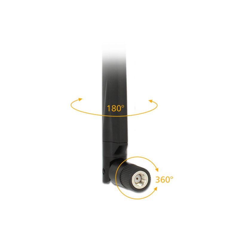 DELOCK Antenne WLAN RP-SMA 802.11 ac/a/h/b/g/n 4 - 7 dBi omni Gelenk schwarz rotateable version