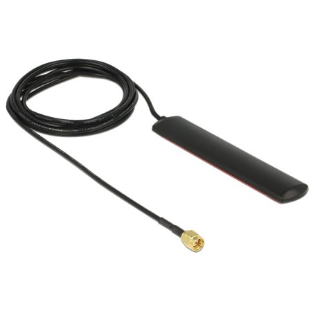 DELOCK GSM UMTS LTE WLAN 2.4 GHz Antenne SMA Stecker 2 dBi omnidirektional Klebemontage