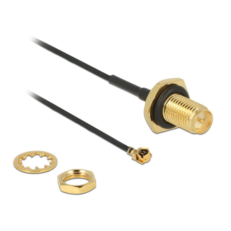 DeLOCK 89584 câble coaxial RP-SMA MHF Noir, Or