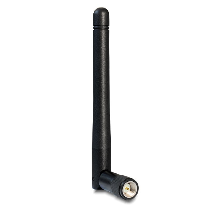 DELOCK WLAN 802.11 ac/a/b/g/n Antenne SMA Stecker 2 dBi omnidirektional mit Kippgelenk schwarz