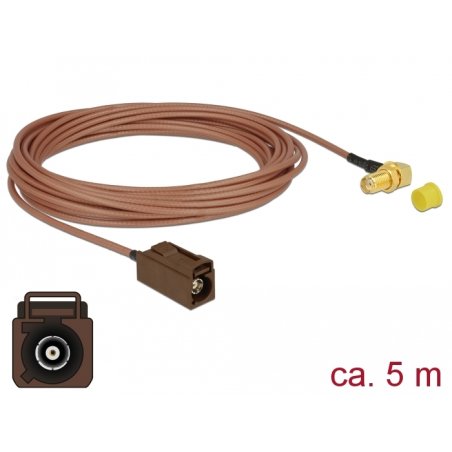 DeLOCK 89683 coaxial cable RG-316 5 m FAKRA F SMA Black, Brown, Gold, Yellow
