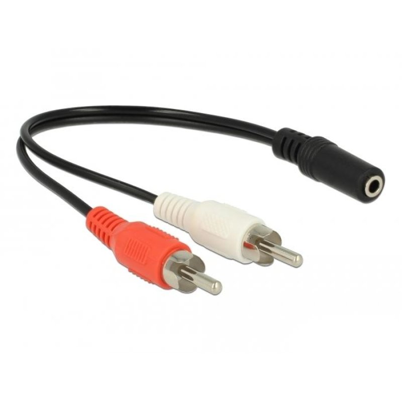 DeLOCK 85806 audio cable 0.2 m 2 x RCA 3.5mm Black, Red, White