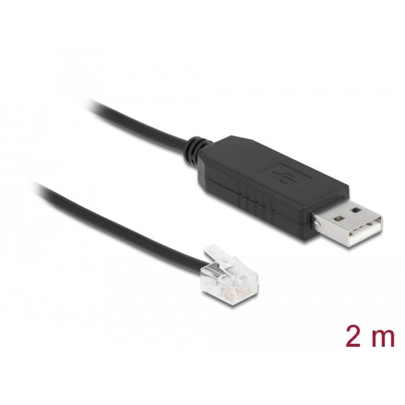 DeLOCK 66735 changeur de genre de câble RJ-12 USB 2.0 Type-A Noir