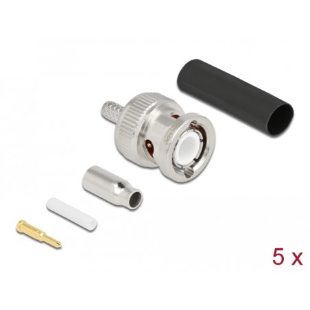 DELOCK BNC Stecker zum Crimpen RG-174/RG-316 mit passendem Schrumpfschlauch