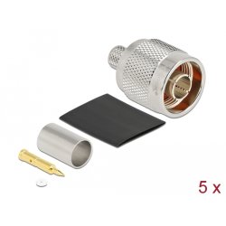 DeLOCK N plug for crimping LMR 300 with matching shrink tube