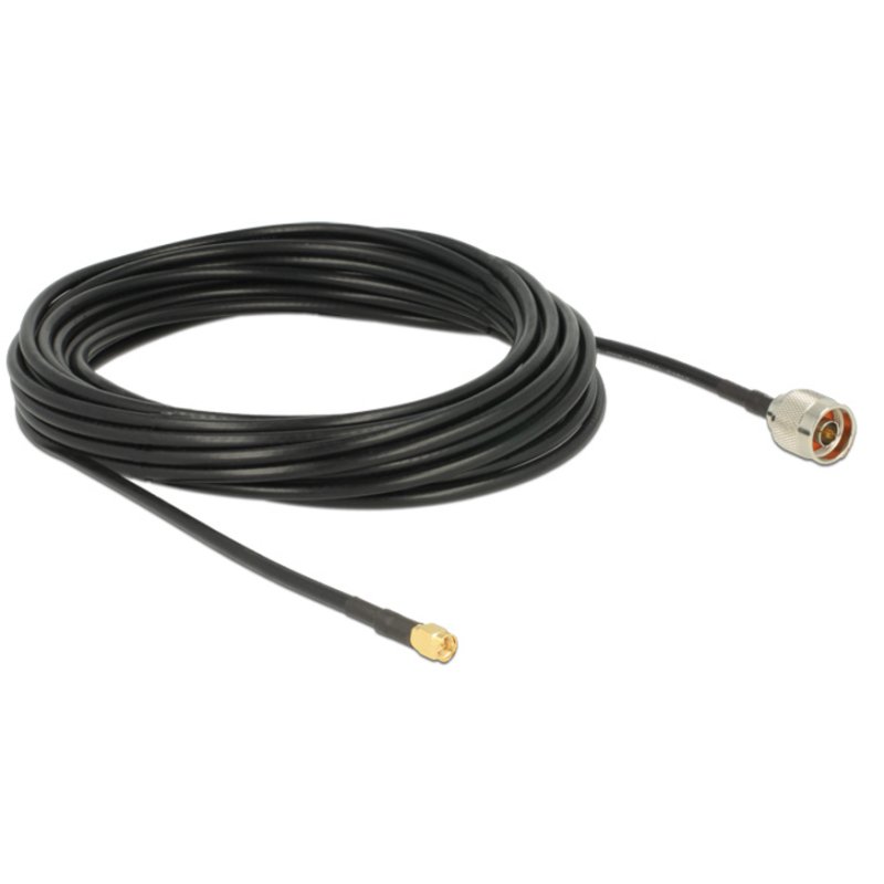 DeLOCK 89466 coaxial cable RG-58 10 m N plug SMA plug Black