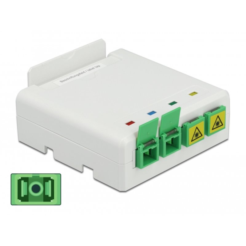 DeLOCK Optical Fiber Connection Box for DIN Rail 4 x SC Simplex or LC Duplex