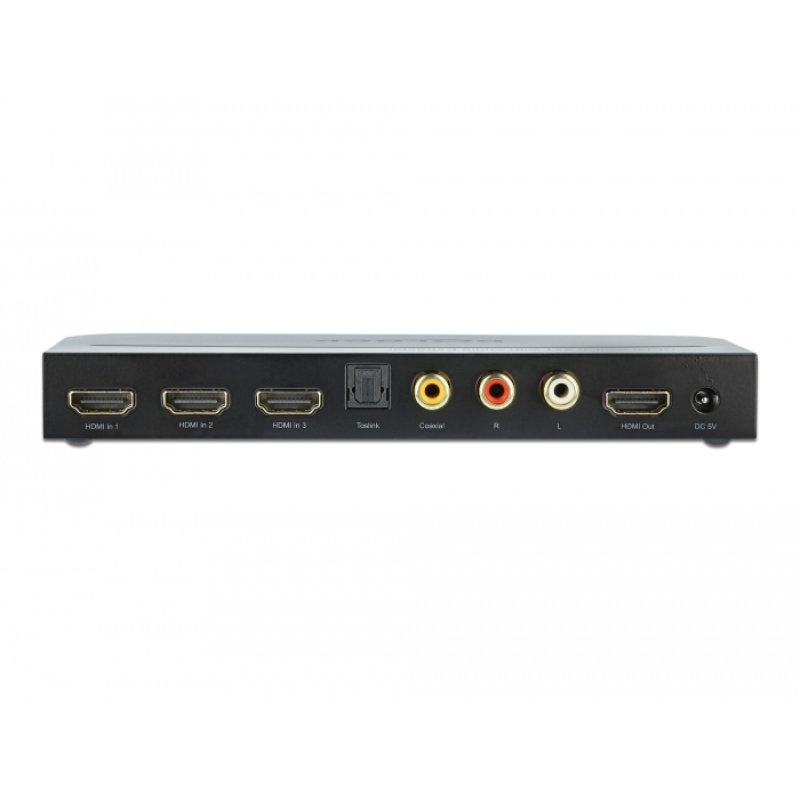 DELOCK HDMI Switch 3 x HDMI in zu 1 x HDMI out 4K 60 Hz mit Audio Extraktor