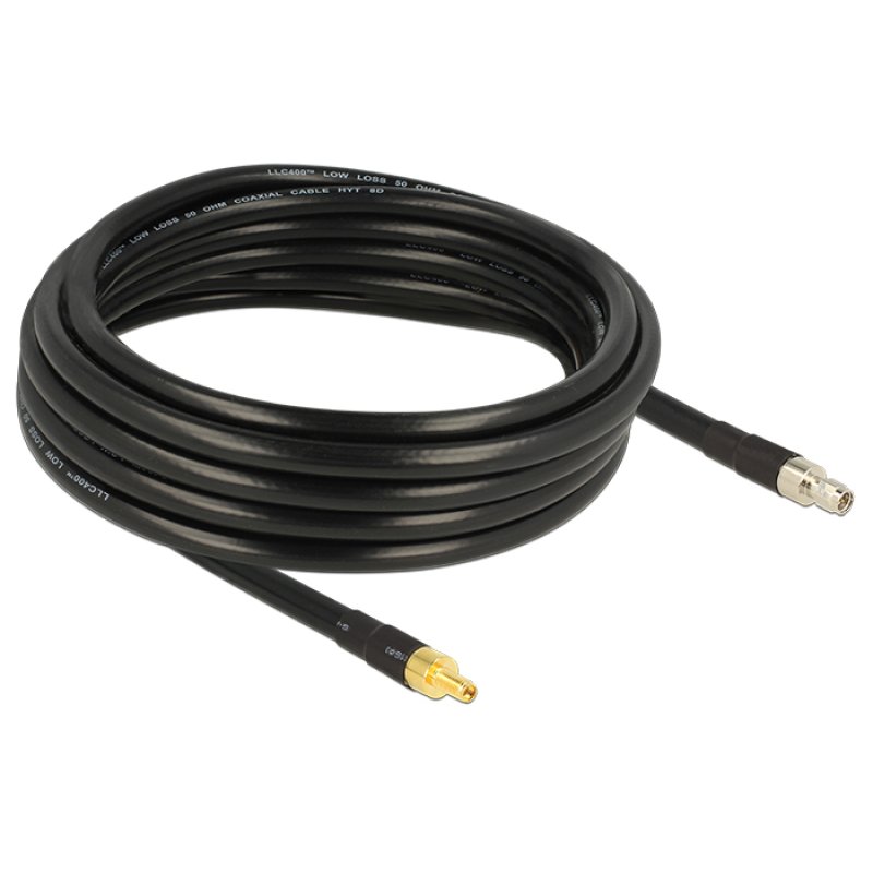 DeLOCK 5m SMA/SMA câble coaxial CFD400, LLC400 Noir