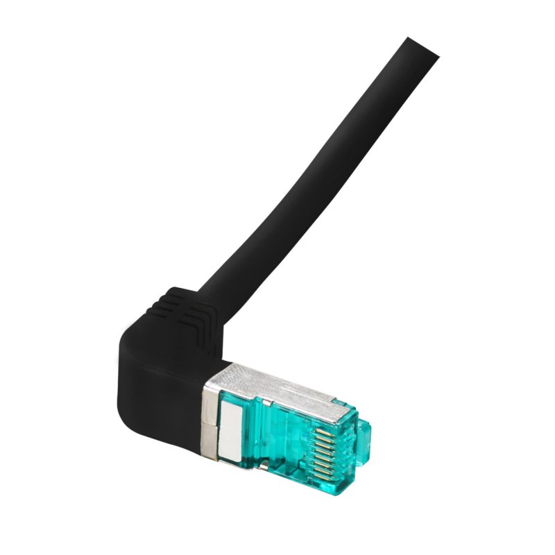 EFB RJ45 Patchkabel S/FTP Cat.6A LSZH einseitig 90Grad gewinkelt 0,25m schwarz