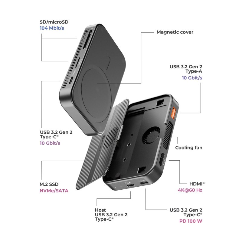 ICY BOX IB-DK4071M-CU31 USB 3.2 Gen 2 (3.1 Gen 1) Type-C Black