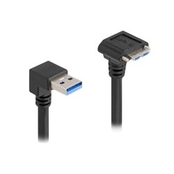 DeLOCK USB 5 Gbps Cable USB Type-A male 90° downwards angled to USB Micro-B male with screw distance 18 mm 90°