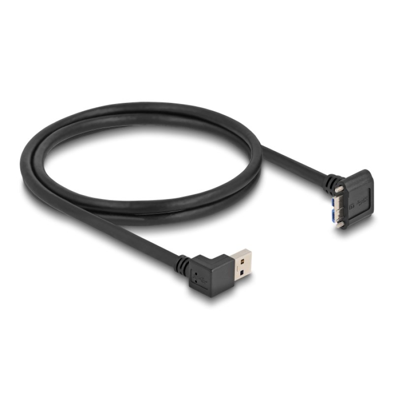 USB 5 Gbps Kabel USB Typ-A Stecker 90 nach unten gewinkelt zu USB Micro-B Stecker mit Schraubenabstand 18mm 90 nach