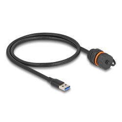 DeLOCK USB 5 Gbps Cable USB Type-A male to USB Type-A female for installation with M20 thread and protective cap IP68