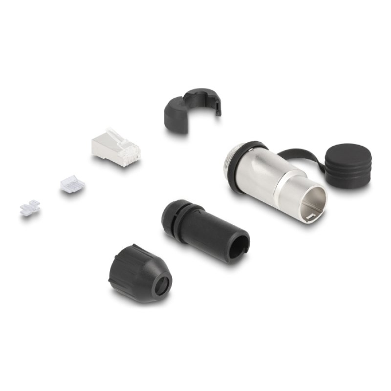RJ45 Modularer Stecker Cat.6A zur Eigenmontage mit robusten Kabelsteckergehäuse und Schutzkappe