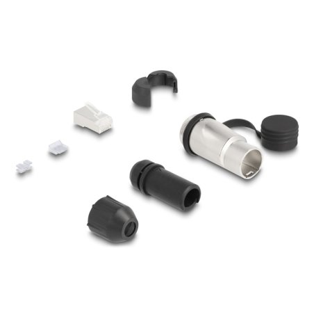 RJ45 Modularer Stecker Cat.6A zur Eigenmontage mit robusten Kabelsteckergehäuse und Schutzkappe