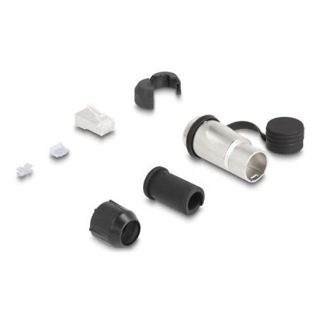 RJ45 Modularer Stecker zur Eigenmontage Cat.6A mit robusten Kabelsteckergehäuse und Schutzkappe passend für die