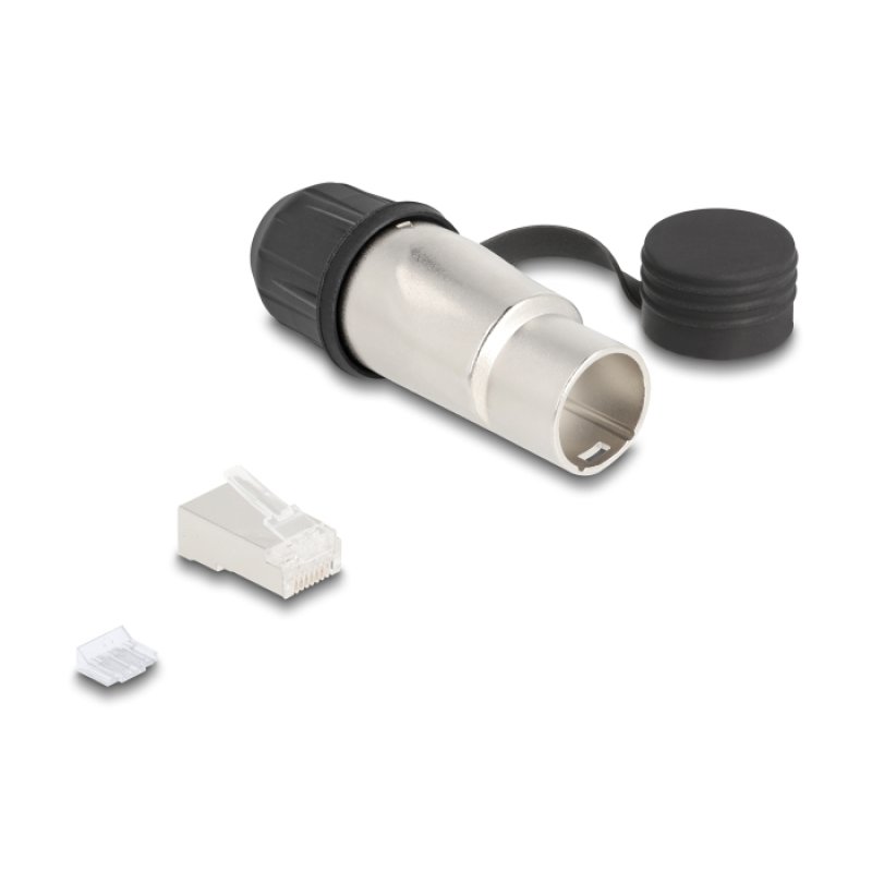RJ45 Modularer Stecker zur Eigenmontage Cat.6A mit robusten Kabelsteckergehäuse und Schutzkappe passend für die