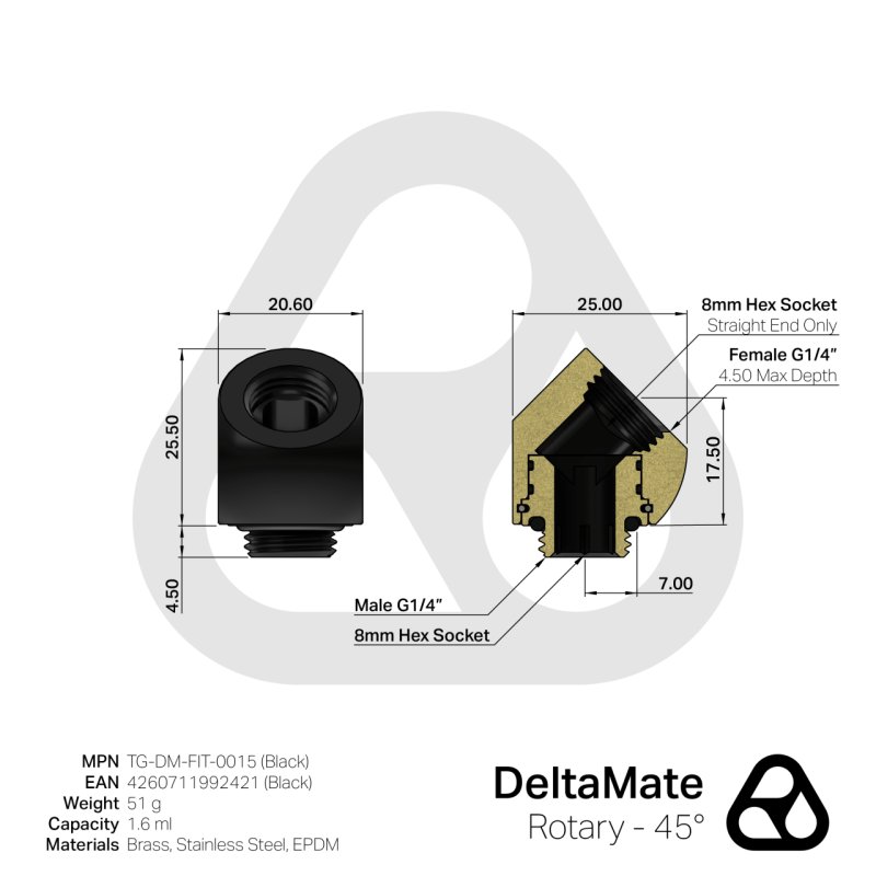 Thermal Grizzly DeltaMate Rotary 45 Grad - schwarz