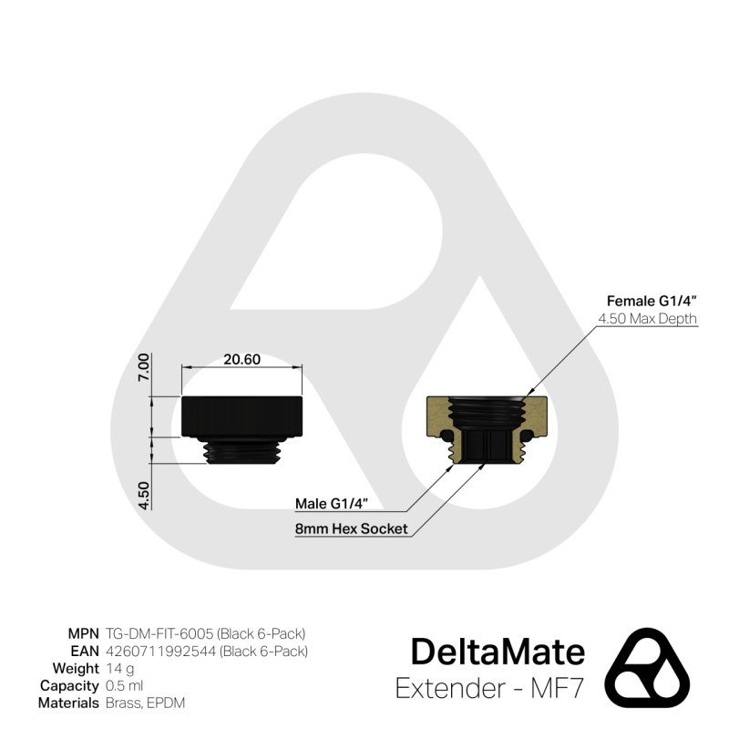 DeltaMate Extender ? MF7 (schwarz, 6er Pack)