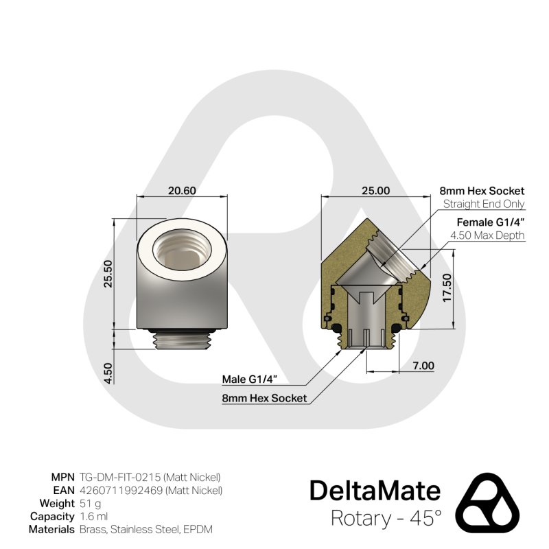Thermal Grizzly DeltaMate Rotary 45 Grad - nickel
