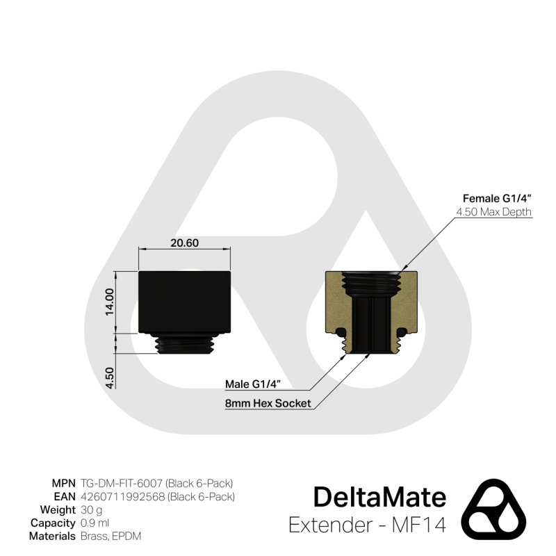 DeltaMate Extender ? MF14 (schwarz, 6er Pack)