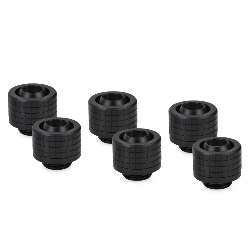 Thermal Grizzly DeltaMate Kompressions-Fitting, Messing, G1/4”-Gewinde - schwarz, ST13, 6er-Pack