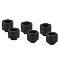 Thermal Grizzly DeltaMate Fitting, Messing, G1/4”-Gewinde - schwarz, HT14, 6er-Pack