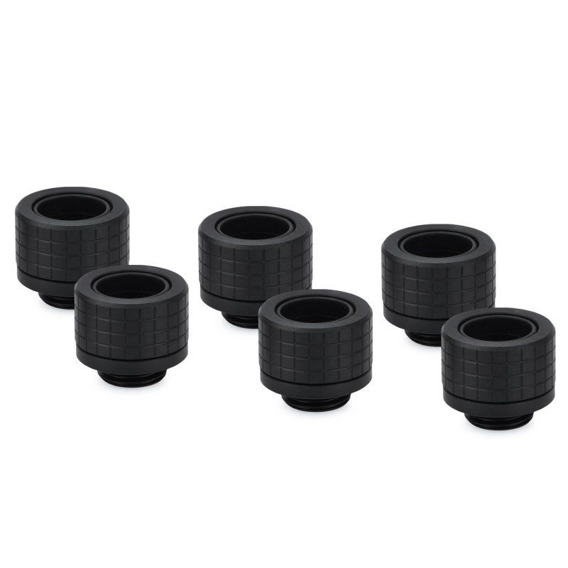 Thermal Grizzly DeltaMate Fitting, Messing, G1/4”-Gewinde - schwarz, HT14, 6er-Pack