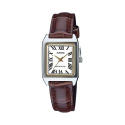 CASIO LTP-V007L-7B2UDF Damen-Analoguhr, braun/silber