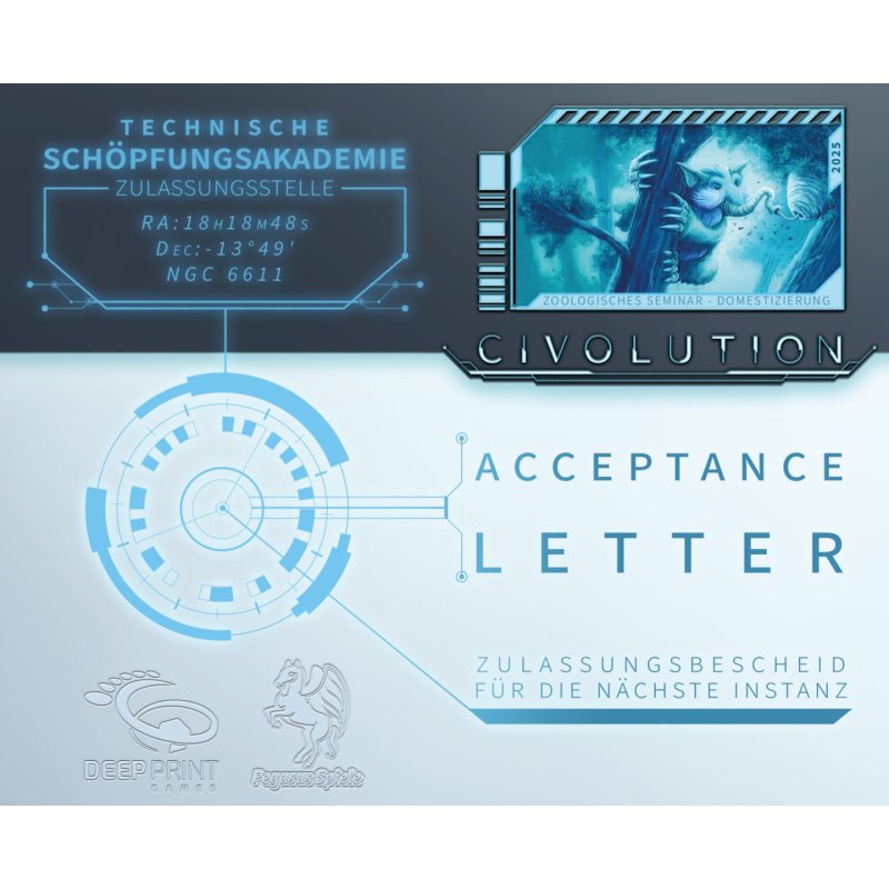Pegasus Civolution: Acceptance Letter Board game